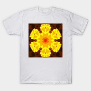 Retro Mandala Flower Yellow and Orange T-Shirt